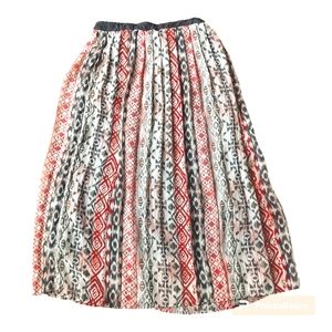 HeartSoul Red & gray Ikat print Maxi Skirt Sz L